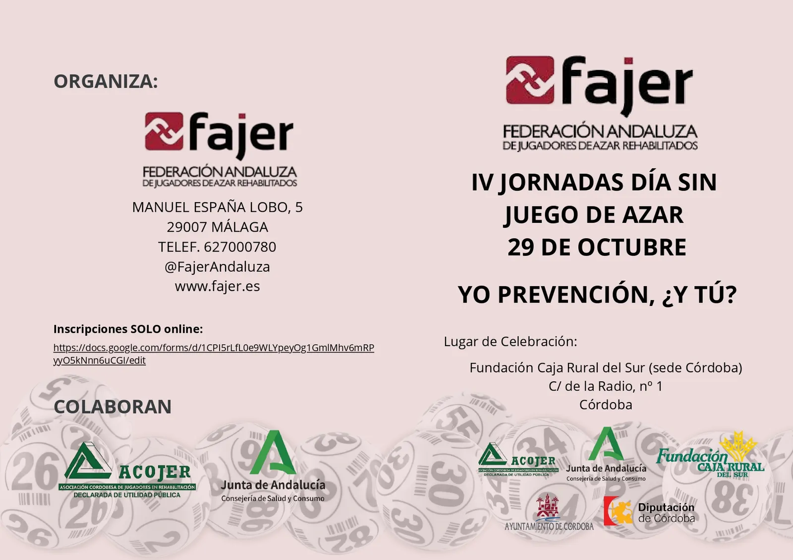 Cartel de IV Jornadas del Día Sin Juego de azar